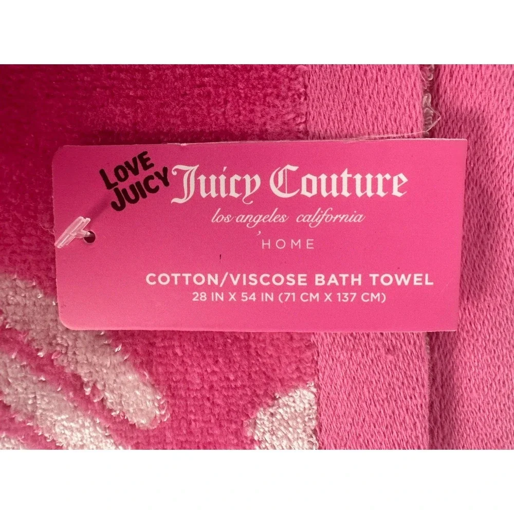 Juicy Couture Pink Bow Heart Bath Towel Love Juicy Bath Towel NWT